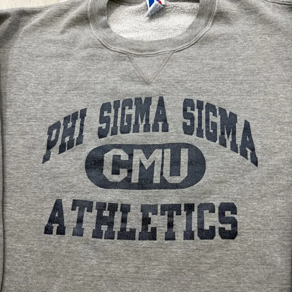 Vintage Central Michigan Phi Sigma Sigma Sweatshirt Size 2XL Sorority USA Made - Picture 3 of 10